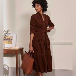 COPY - BODEN Ellen US Sz 8 Tall Rich Chestnut Corduroy Maxi-dress BNWT